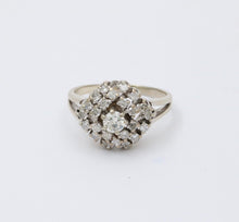 Load image into Gallery viewer, Vintage 14K White Gold Diamond Cluster Ring
