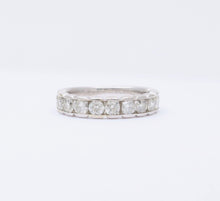 Load image into Gallery viewer, Vintage 14K White Gold Diamond Half Eternity Band.