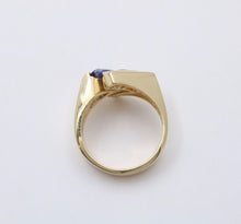 Load image into Gallery viewer, Vintage 14K Gold Geometric Tanzanite And Diamond Ring Band