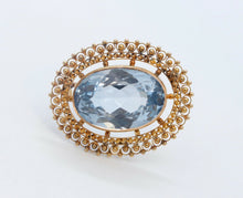 Load image into Gallery viewer, Victorian Edwardian Oval Aquamarine 14K Yellow Gold Brooch Pin