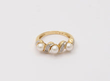 Load image into Gallery viewer, Vintage 14K Yellow White Gold Pearls Diamonds Ring