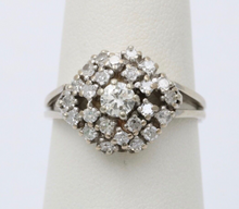 Load image into Gallery viewer, Vintage 14K White Gold Diamond Cluster Ring