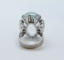 Load image into Gallery viewer, Vintage Aquamarine Diamonds 14K White Gold Ring