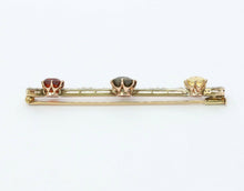 Load image into Gallery viewer, Edwardian 18K Yellow Gold Multi Colored Garnet Rose Cut Diamond Brooch