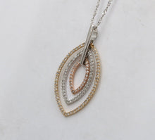Load image into Gallery viewer, Minimal 14K Tri Color Gold Diamond Leaf Pendant, Charm