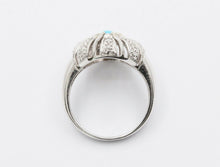 Load image into Gallery viewer, Vintage 14K White Gold Turquoise Diamond Cocktail Ring