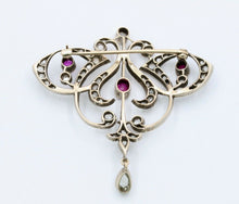 Load image into Gallery viewer, Edwardian 18K & Silver Diamond Ruby Brooch
