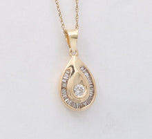 Load image into Gallery viewer, Vintage 14K Yellow Gold Diamond Teardrop Pendant
