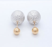 Load image into Gallery viewer, Italian Vintage 14K White Yellow Ball Earrings