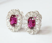 Load image into Gallery viewer, Pink Tourmaline Rose Cut Diamonds 18K White Gold Earrings