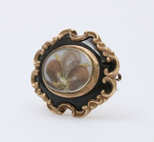 Load image into Gallery viewer, Victorian Memento Mori Hair 10K Enamel Brooch Pendant