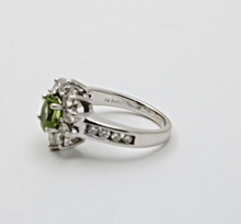 Load image into Gallery viewer, Vintage Peridot Diamonds14K White Gold Cocktail Ring