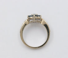 Load image into Gallery viewer, Vintage 14K White Gold Blue Diamond Floral Ring