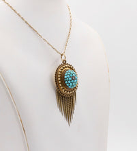 Load image into Gallery viewer, Victorian Rose Cut Diamond Turquoise 14K Yellow Gold Pendant