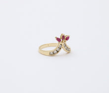 Load image into Gallery viewer, Vintage Rubies & Cubic Zirconia 14K Yellow Gold Ring