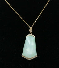 Load image into Gallery viewer, Minimalist 14K Yellow Gold Diamond Rock Crystal Fan Shape Crystal Haze Pendant Necklace