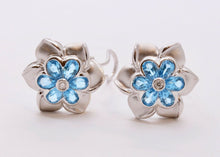 Load image into Gallery viewer, Lovely Vintage Summer 14K White Gold Topaz Diamonds Earrings