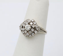 Load image into Gallery viewer, Vintage 14K White Gold Diamond Cluster Ring