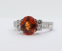 Load image into Gallery viewer, Vintage 18K White Gold Spessartine Garnet Diamond Alternative Engagement Ring