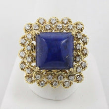 Load image into Gallery viewer, Vintage 18K Yellow Gold Lapis and Diamond Cocktail Ring
