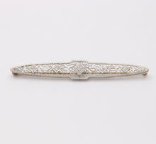 Load image into Gallery viewer, Art Deco Diamonds 14K White and Yellow Gold Brooch Pin