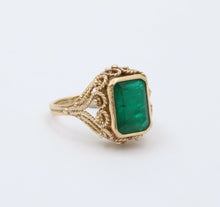 Load image into Gallery viewer, Vintage Emerald 14K Yellow Gold Ring