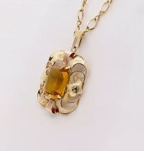 Load image into Gallery viewer, Lovely Vintage 14K Yellow Rose Gold Citrine Pendant 10K Open Link Chain