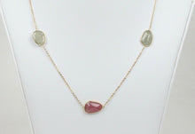 Load image into Gallery viewer, Vintage 14K Yellow Gold Garnet Station Necklace