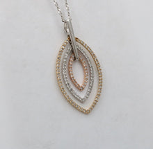 Load image into Gallery viewer, Minimal 14K Tri Color Gold Diamond Leaf Pendant, Charm