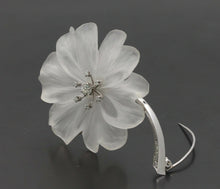 Load image into Gallery viewer, Vintage 18K White Gold Diamond Crystal Flower Brooch