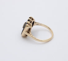 Load image into Gallery viewer, Antique 14K Yellow Gold Rectangle Onyx Diamond Ring, Antique Ring