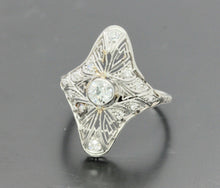 Load image into Gallery viewer, Art Deco 18K White Gold Diamonds Filagree Ring
