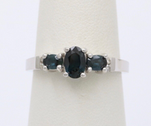 Load image into Gallery viewer, Vintage 14K White Gold Sapphire And Diamond Ring, Engagement Ring.