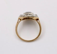 Load image into Gallery viewer, Art Deco Sapphire Diamond 14K White Yellow Gold Ring