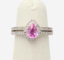 Load image into Gallery viewer, Classic 14K White Gold Pink Topaz Diamond Ring, Engagement Ring.