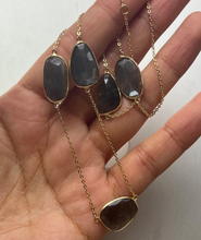 Load image into Gallery viewer, Vintage 14K Yellow Gold Rutile Quartz Strand Station Necklace