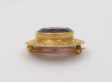Load image into Gallery viewer, Victorian 14K Yellow Gold Amethyst Seed Pearl Brooch Pin
