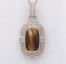 Load image into Gallery viewer, Classic Judith Ripka Tiger Eye Sterling Silver Pendant
