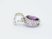 Load image into Gallery viewer, Vintage Ladies Amethyst Diamonds 14K White Gold Pendant