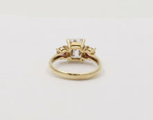 Load image into Gallery viewer, Vintage 14K Yellow Gold Emerald Cut Diamond Pink Tourmaline Ring, Engagement Ring