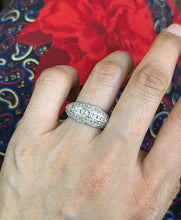 Load image into Gallery viewer, Vintage 14K Gold Diamond Minimal Pave Dome Ring, Wedding Band.