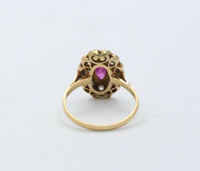 Load image into Gallery viewer, Victorian 18K Yellow Gold and Platinum Diamond Pink Sapphire Ring