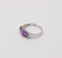 Load image into Gallery viewer, Vintage Amethyst Diamonds 10K White Gold Ring