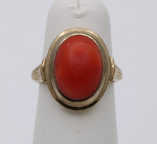 Load image into Gallery viewer, Antique Art Deco 9K Yellow Gold Coral Ring, Cocktail Ring.