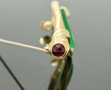 Load image into Gallery viewer, Vintage Italian 18K Yellow Gold Glass Intaglio Pink Sapphire Brooch