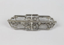 Load image into Gallery viewer, Art Deco 14K White Gold Diamond Filigree Brooch