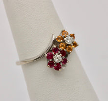 Load image into Gallery viewer, Vintage Flower Multi Stone 14K White Gold Ring