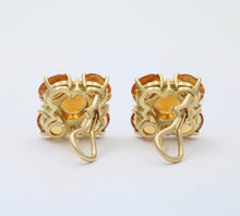 Load image into Gallery viewer, Vintage Madeira Golden Citrines Diamonds 18K Yellow Gold Earrings