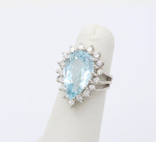 Load image into Gallery viewer, Estate Aquamarine Diamonds 14K White Gold Ring