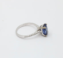 Load image into Gallery viewer, Classic 14K White Gold Sapphire & Diamond Ring, Engagement Ring.